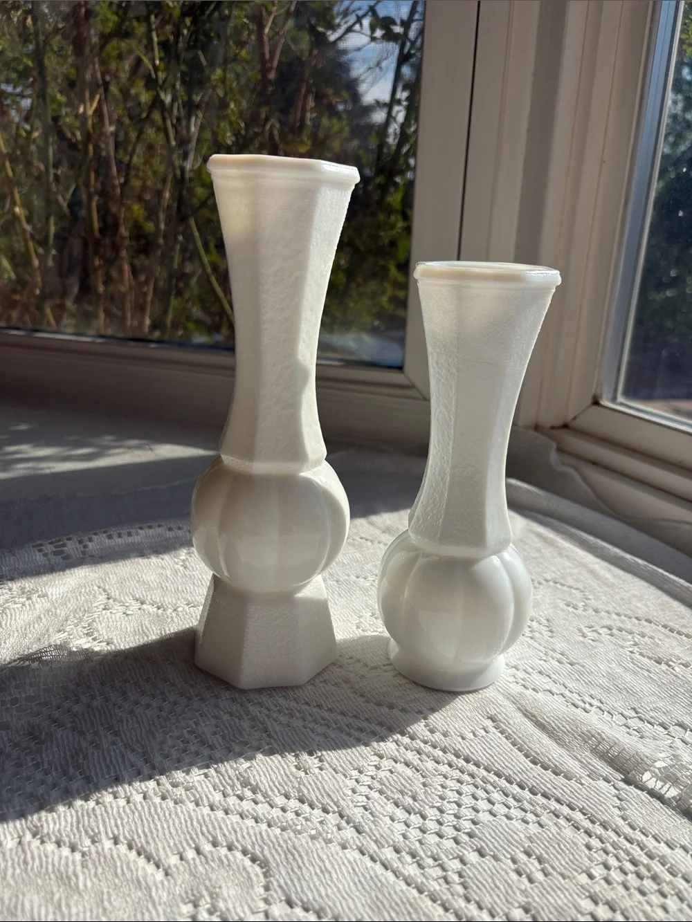 Milk Glass Bud Vases - White Decorative Pair